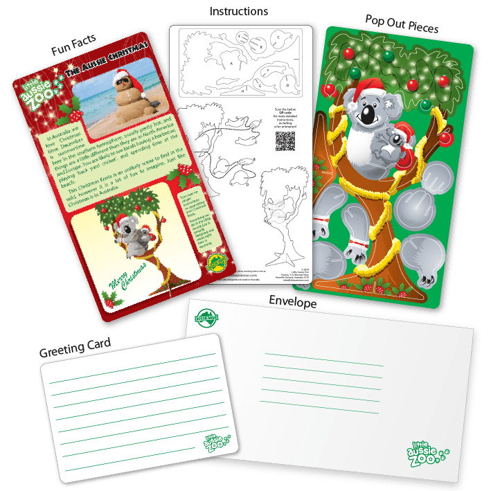 Christmas Koala Pop-Out Postcard - Little Aussie Zoo