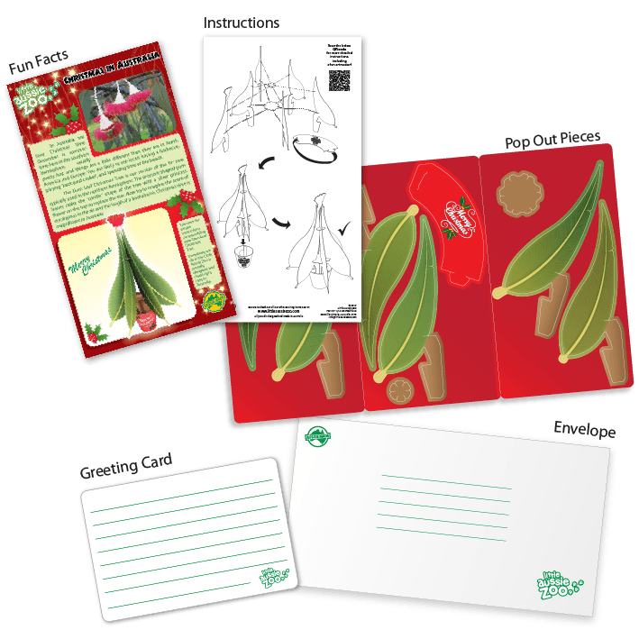 Gum Leaf Christmas Tree Pop-Out Postcard - Little Aussie Zoo